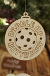 Paddle Up Buttercup - Outline - Custom Personalized Laser-Cut Wooden Pickleball Ornaments – 4 Inches in size