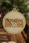 Pickleball Mom - Custom Personalized Laser-Cut Wooden Pickleball Ornaments – 4 Inches in size