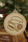 Visor Paddle Ball - Add A Name - Custom Personalized Laser-Cut Wooden Pickleball Ornaments – 4 Inches in size