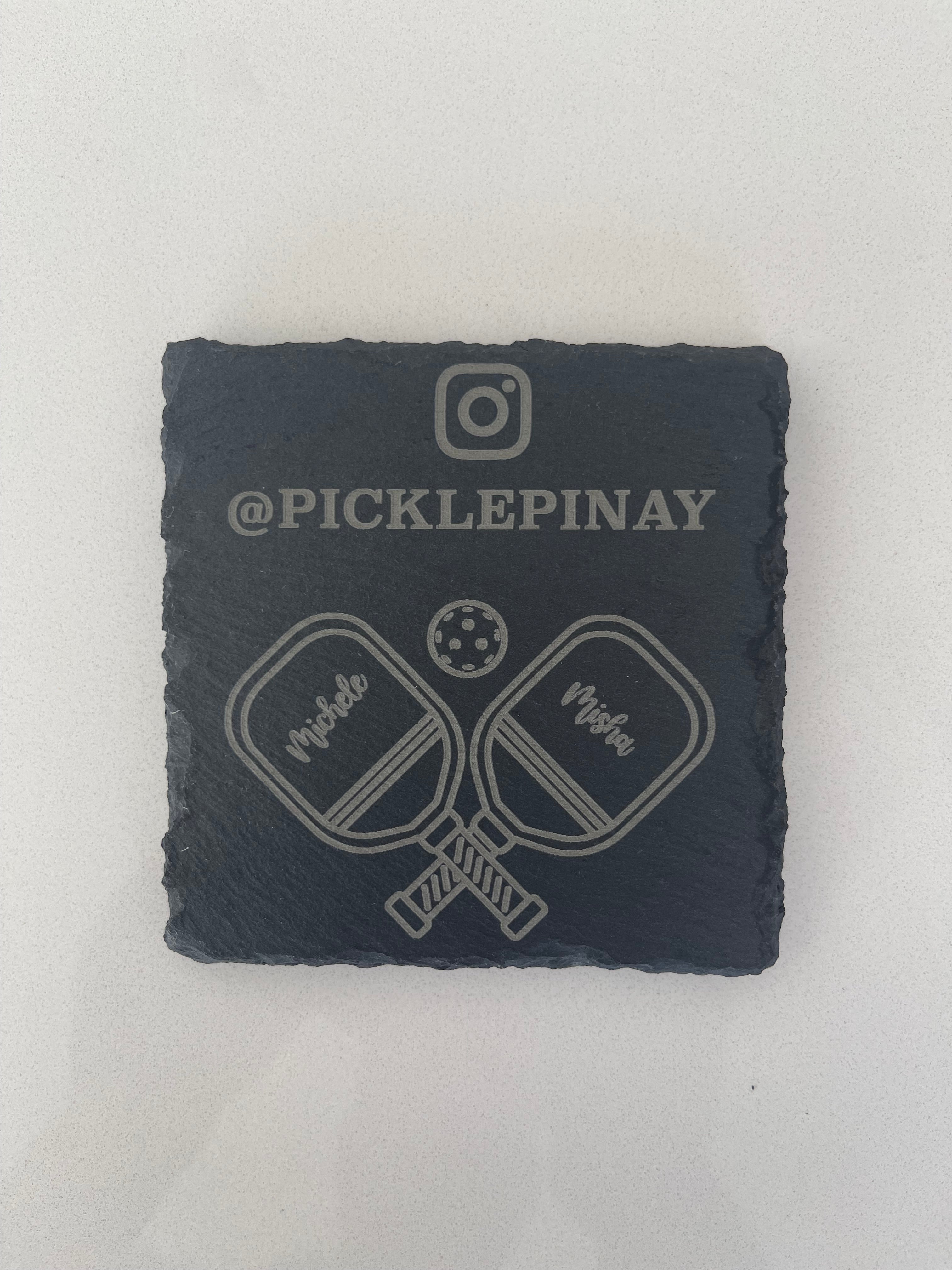 Custom Pickleball Slate Coasters Set of 4