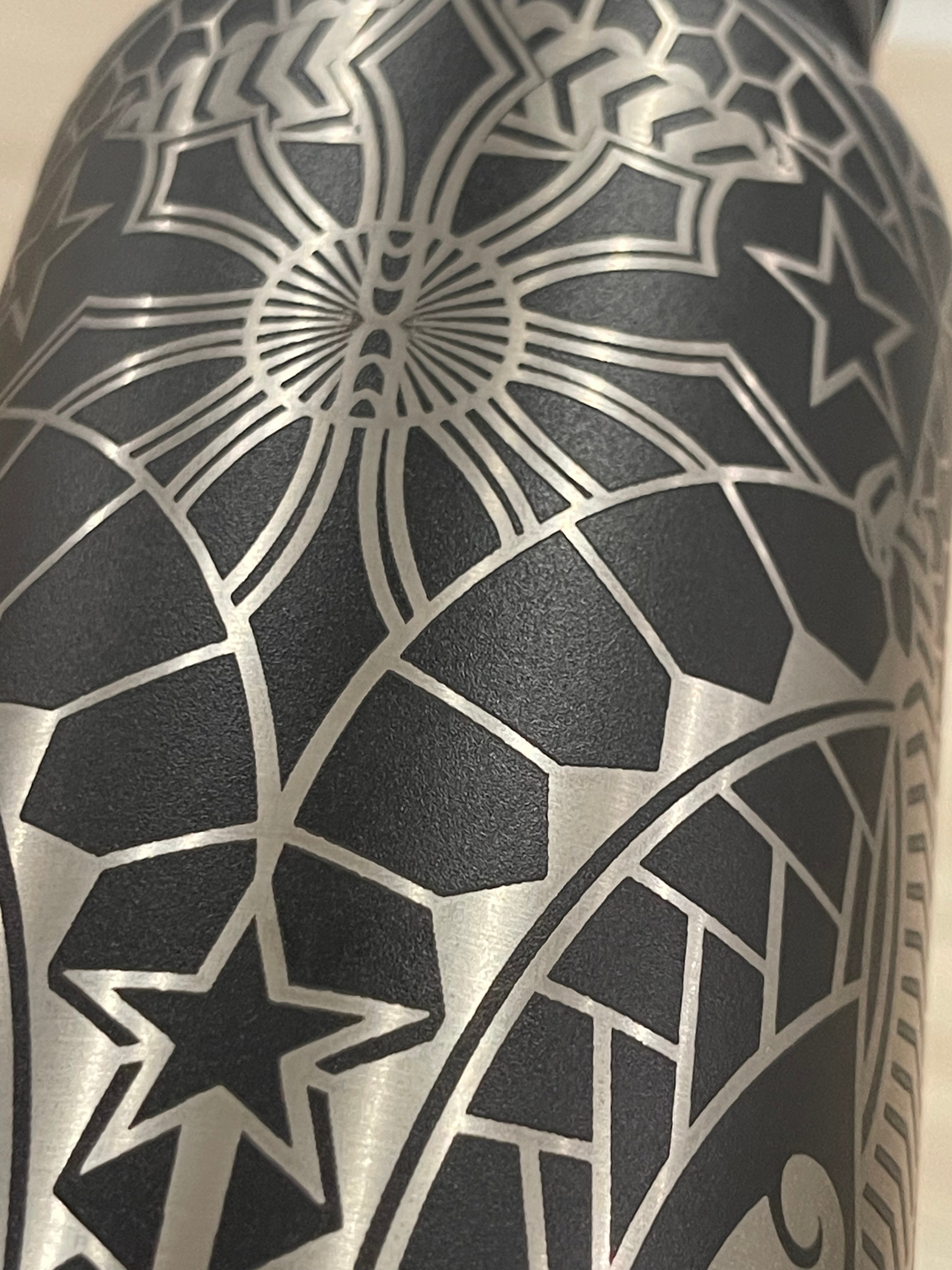 Polynesian Filipino Tribal Tattoo Lasered Water Bottle Full Wrap Design