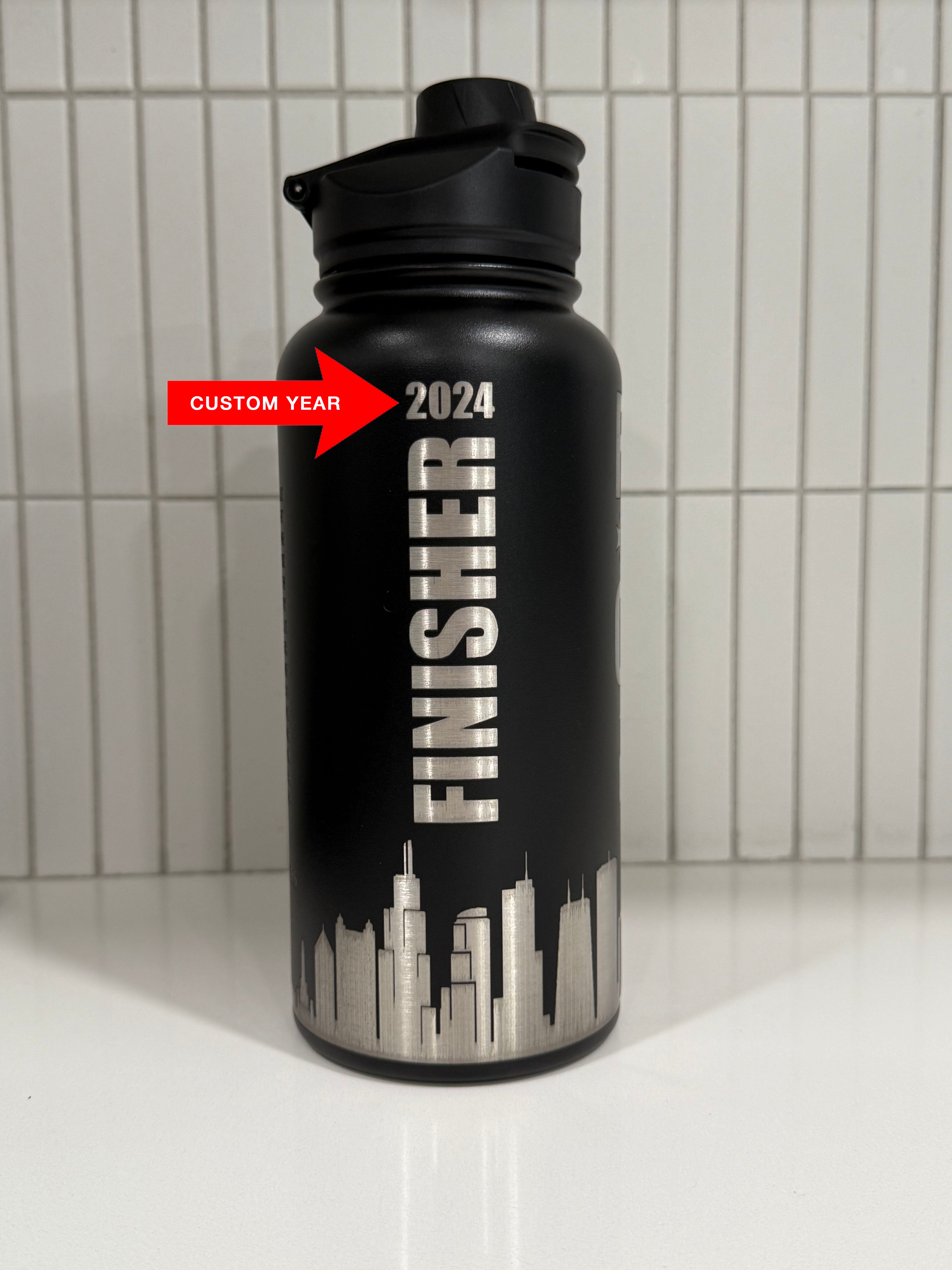 Custom Chicago Marathon Finisher Water Bottle