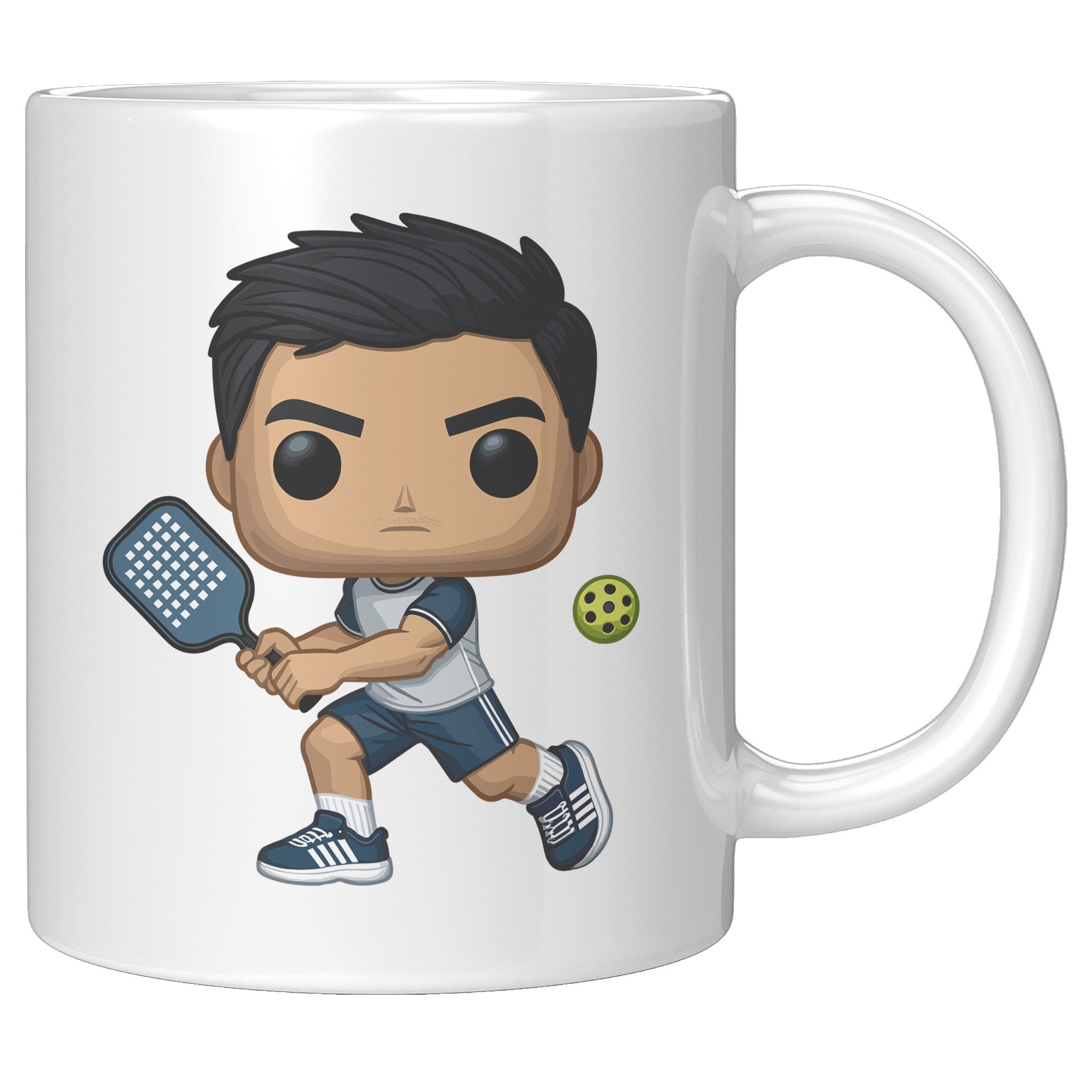"Funko Pop Style Pickle Ball Player Boy Coffee Mug - Cute Athletic Cup - Perfect Gift for Pickle Ball Enthusiasts - Sporty Boy Apparel" - G