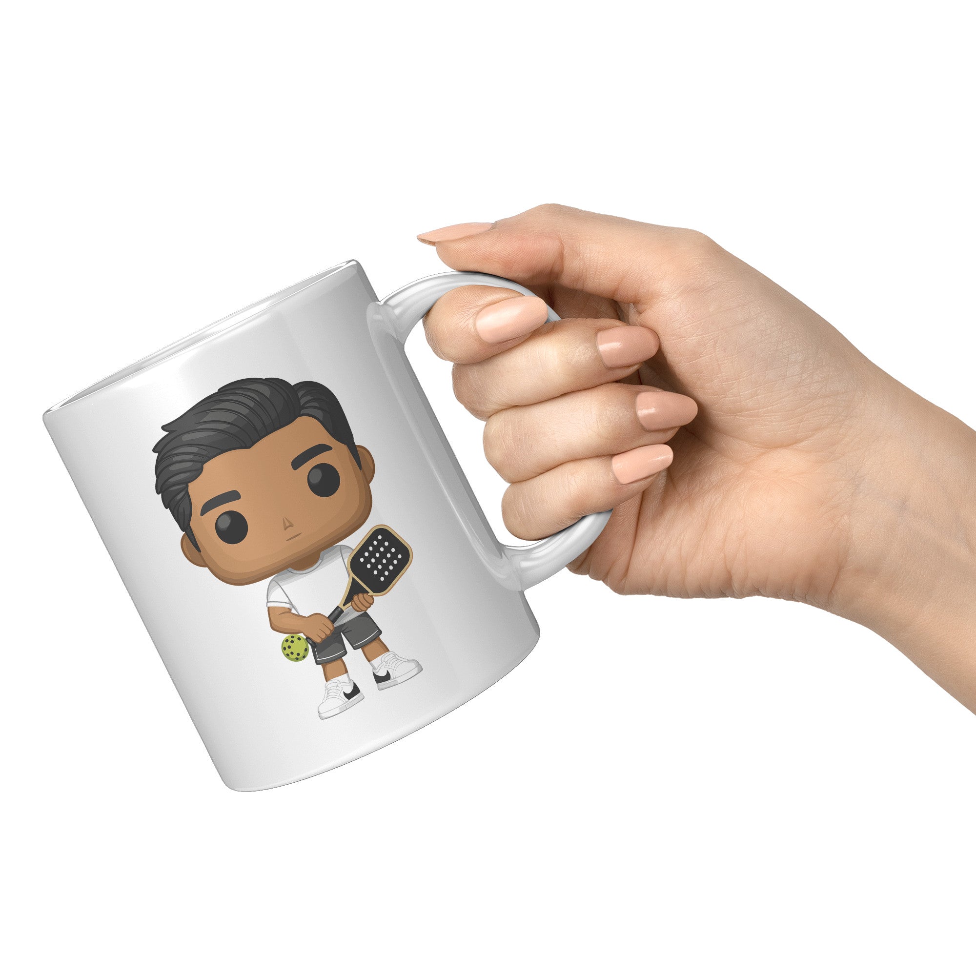 "Funko Pop Style Pickle Ball Player Boy Coffee Mug - Cute Athletic Cup - Perfect Gift for Pickle Ball Enthusiasts - Sporty Boy Apparel" - B