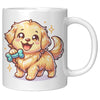 11oz Golden Retriever Cartoon Coffee Mug - Heartwarming Dog Lover Coffee Mug - Perfect Gift for Golden Owners - Friendly Pup Coffee Mug - E