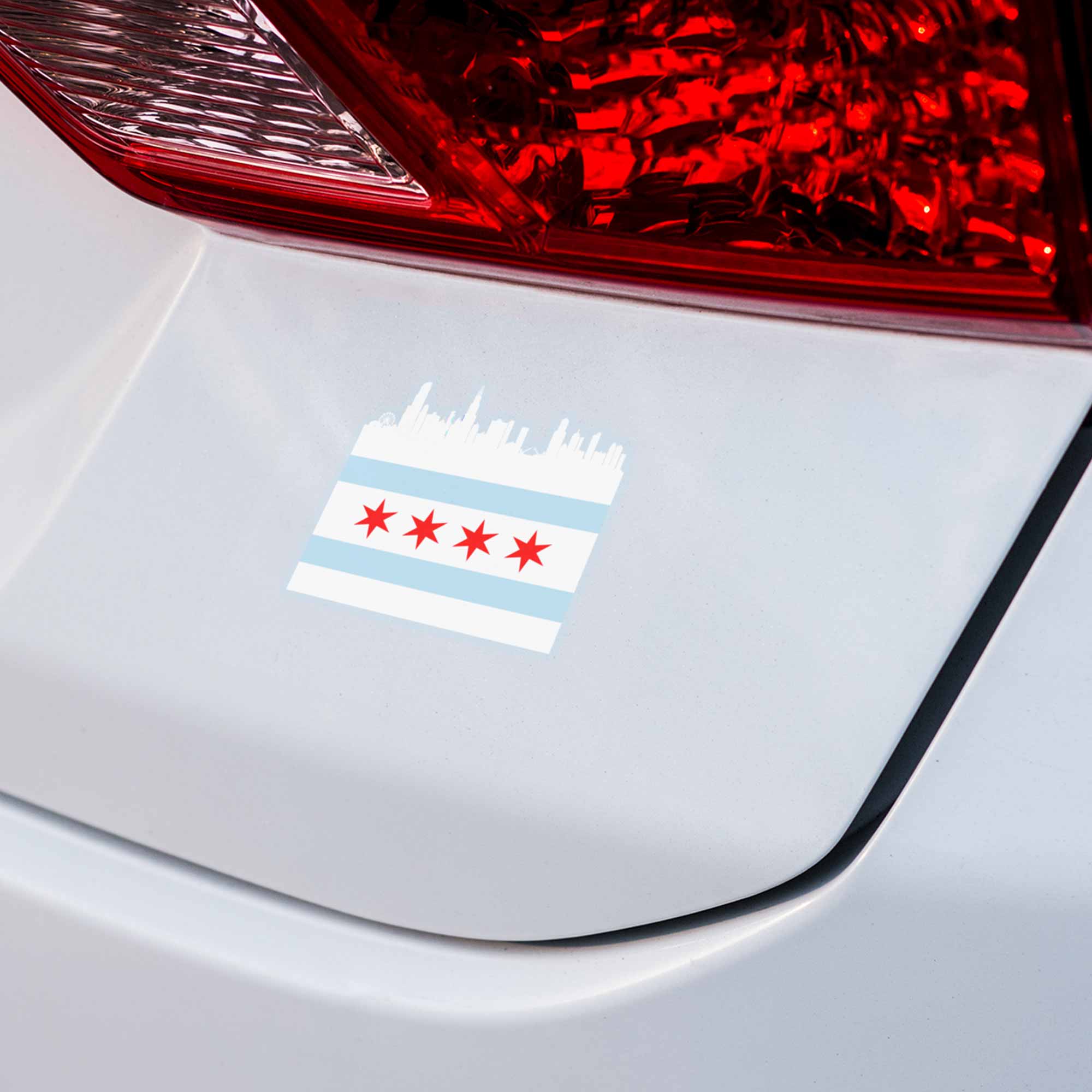 Chicago Skyline White - Sticker or MagnetSticker or Magnet - My E Three