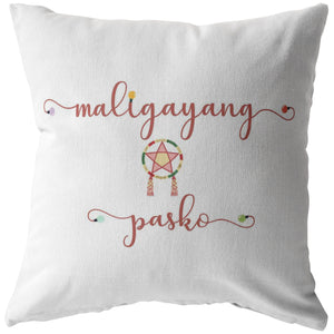 Maligayang Pasko White broadcloth pillowPillows Multi - My E Three