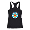 Pretty Flower White&Blue Racerback TankT-shirt - My E Three