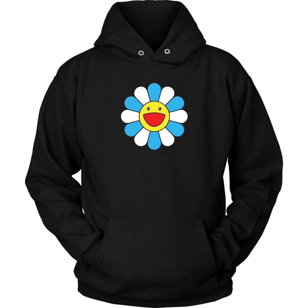 Pretty Flower White&Blue Unisex HoodieT-shirt - My E Three