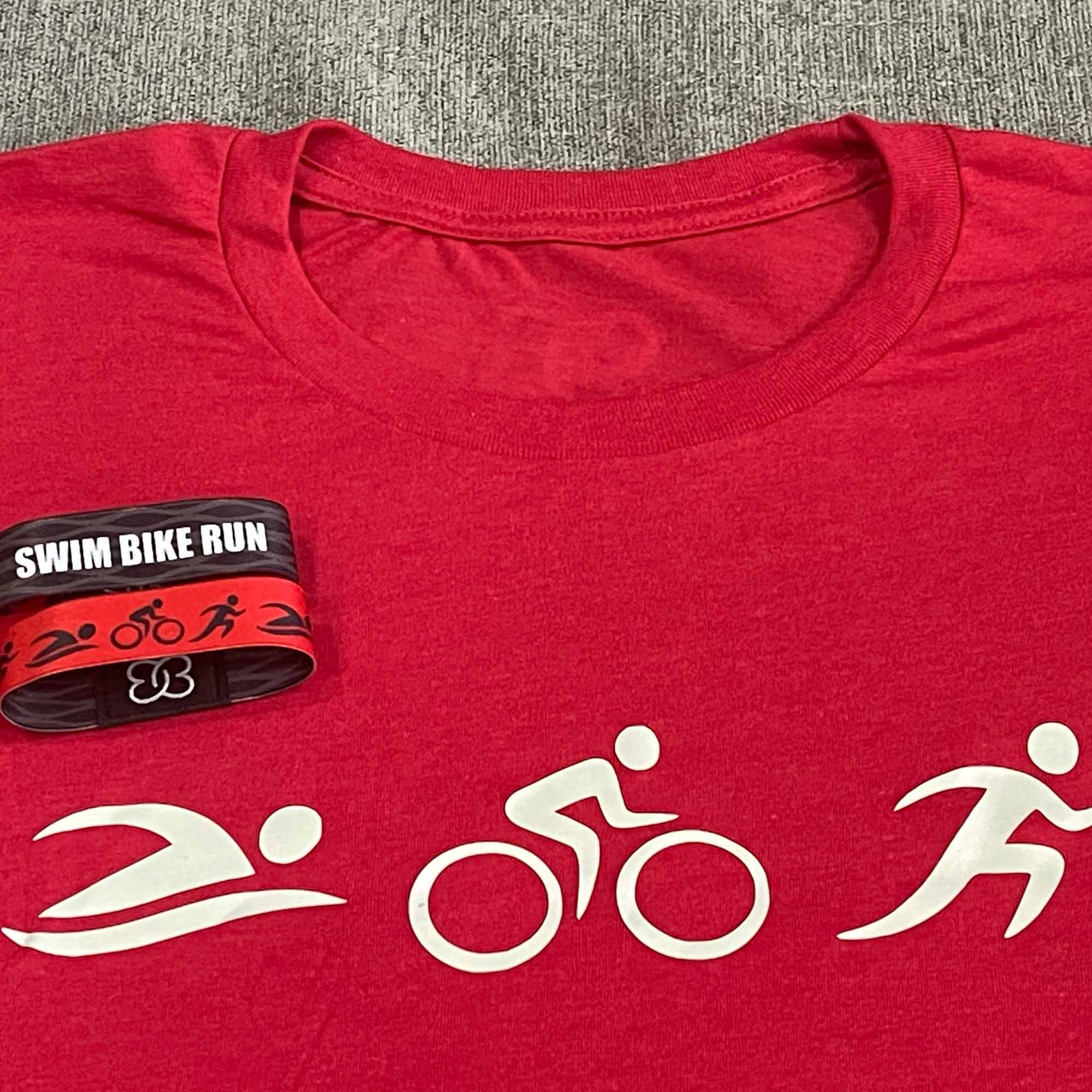 SWIM BIKE RUN - TRIATHLON SHIRT- UNISEX TRIBLEND - My E Three