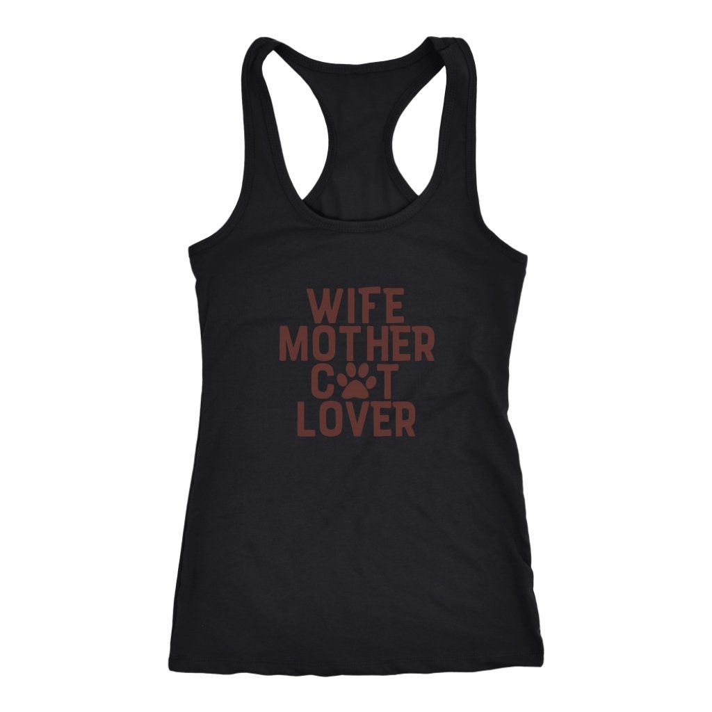 Wife Mother Cat Lover Racerback TankT-shirt - My E Three