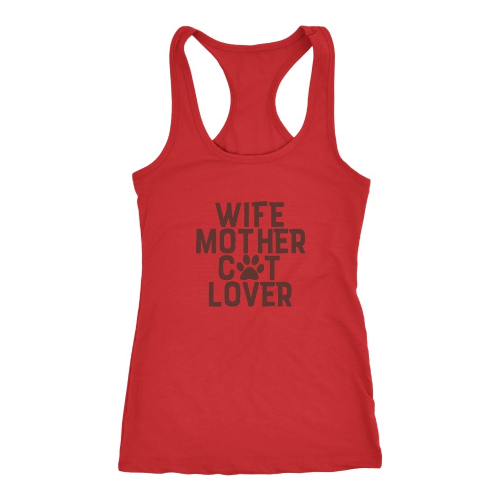 Wife Mother Cat Lover Racerback TankT-shirt - My E Three